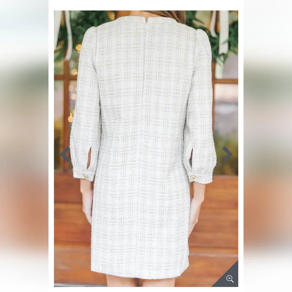 Feeling Like a Queen White Tweed Dress, Size XL - Picture 4 of 9